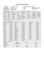 Certificado de análisis de pureza del Calcio de Coral
